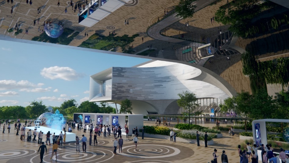 Technology-themed fashion runway at Activity Plaza of new Science Centre.